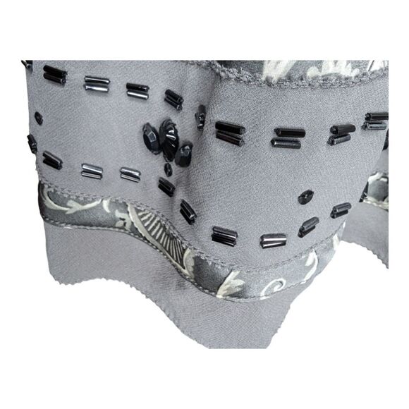 WHbm grey pure silk midi slip skirt a-line size 8 floral parsley - Picture 3 of 10